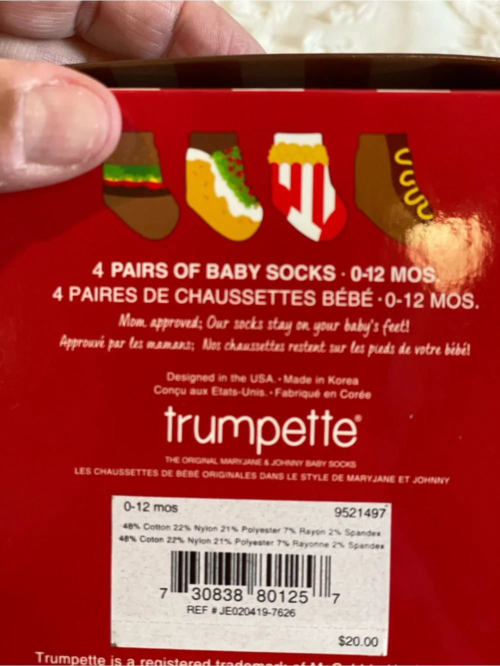 Trumpette Men's Athletic Novelty Socks in Brown, Red, White, Yellow, Green